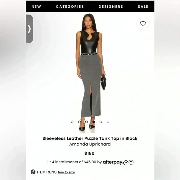 Amanda Uprichard - Sleeveless Leather Puzzle Tank Top in Black NWT (Sz XS) - Picture 5 of 7